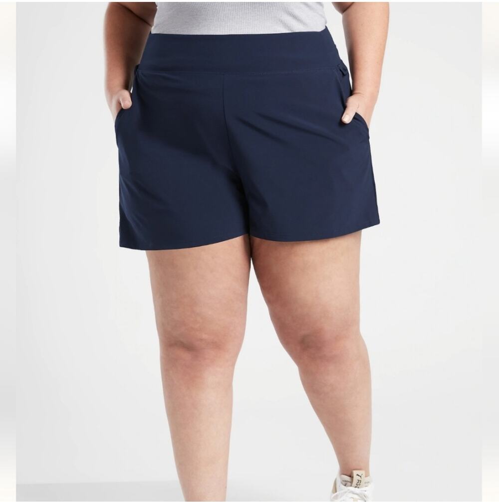 Athleta Shorts Womens 24 Navy Blue Brooklyn Commute Travel Sleek Casual Pull On